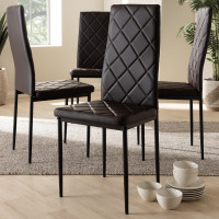 Baxton Studio 112157-4-Brown Blaise Modern and Contemporary Brown Faux Leather Upholstered Dining Chair (Set of 4)
